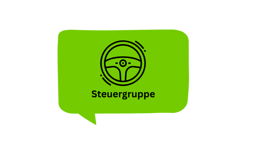 Dieses Bild zeigt eine Sprechblase in grün. Zu sehen ist ein Lenkrad und der Text 